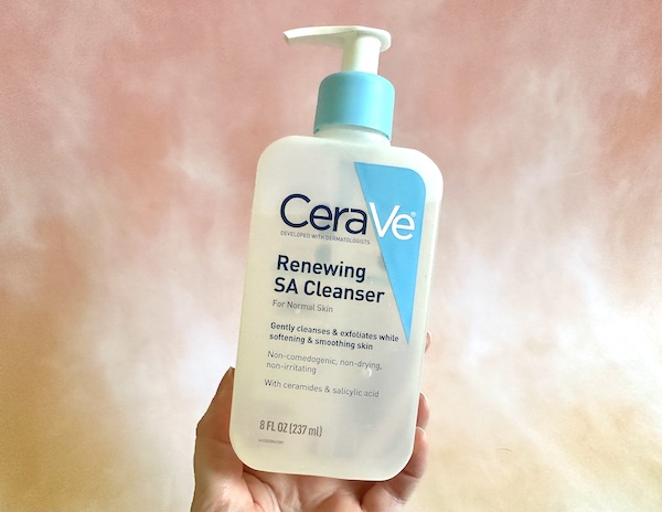CeraVe Renewing SA Cleanser, handheld.