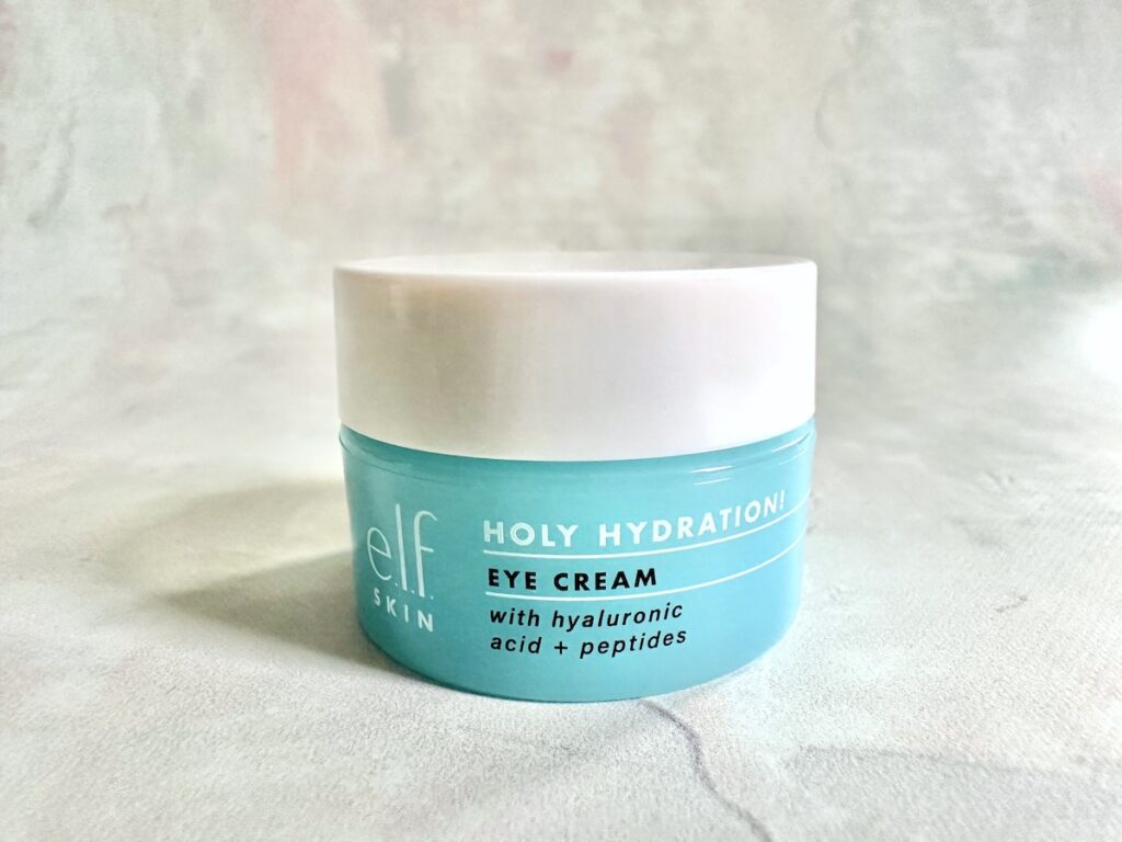 e.l.f. Holy Hydration! Eye Cream with hyaluronic acid + peptides for crepey skin under eyes.
